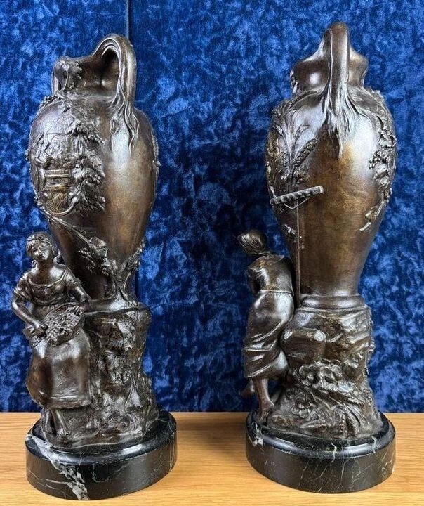 François Moreau:  Grande paire de vases époque Napoléon III-photo-1