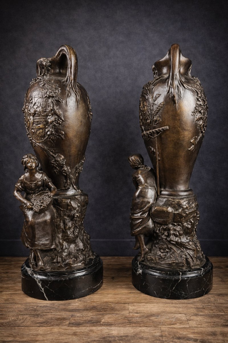 François Moreau:  Grande paire de vases époque Napoléon III-photo-8