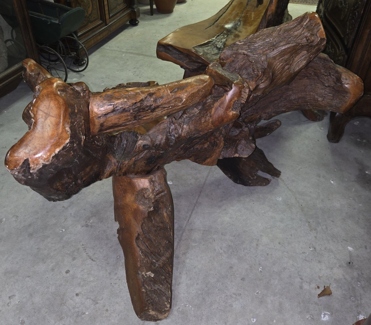 Rare fauteuil en racine d'abre -photo-7