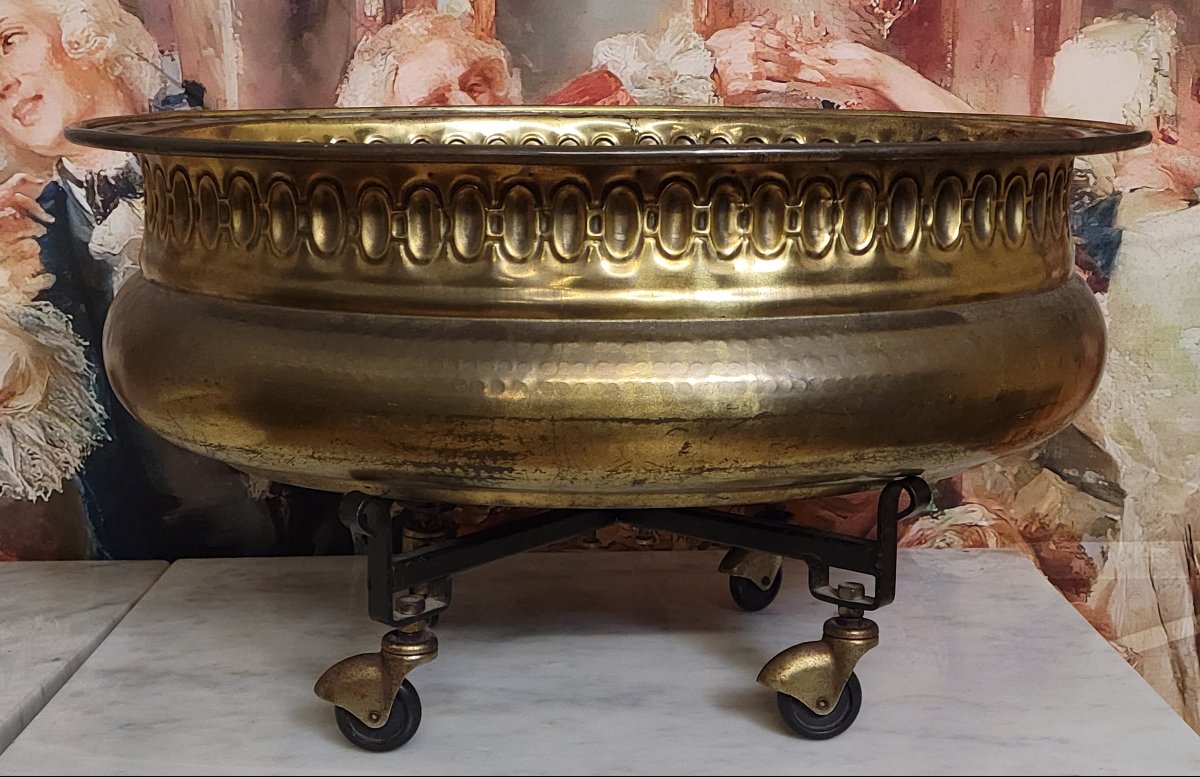 Very Large Planter In Gilded Brass-photo-1