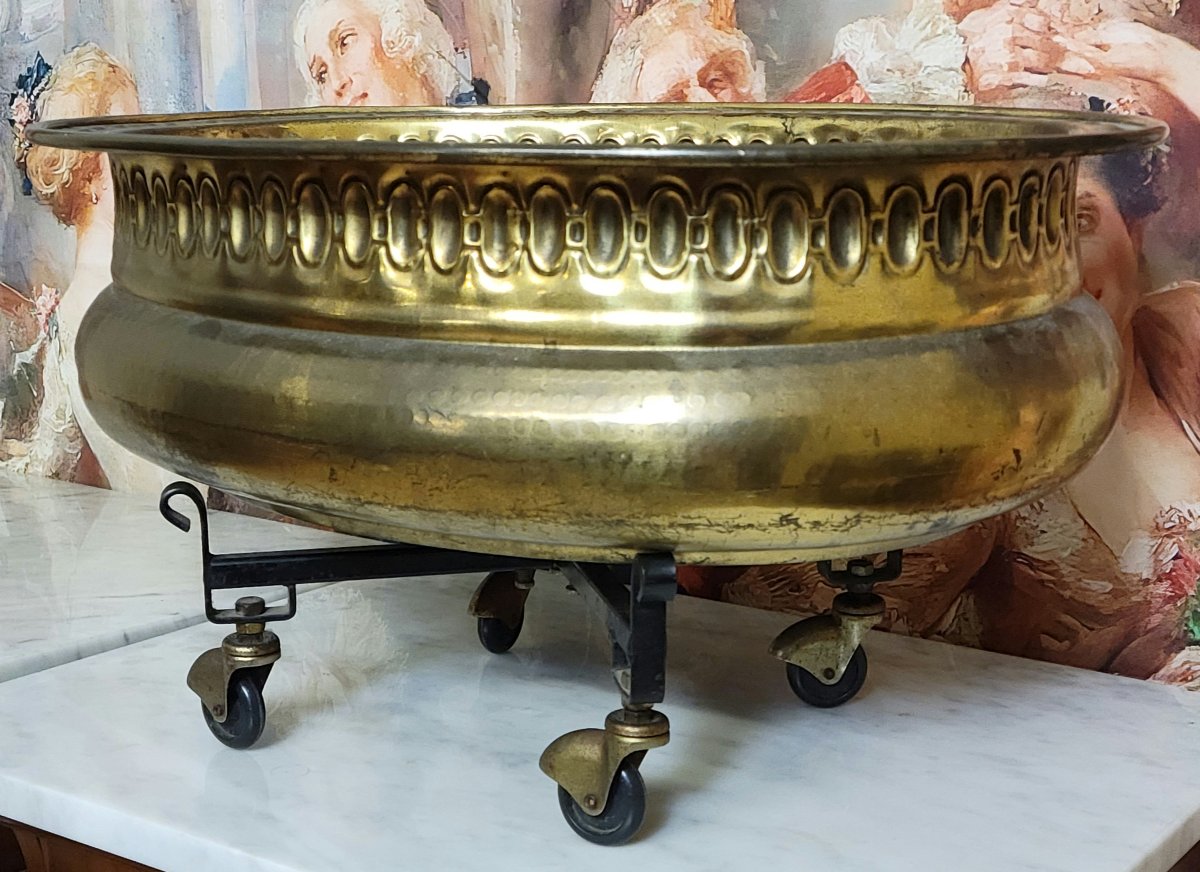 Very Large Planter In Gilded Brass-photo-2