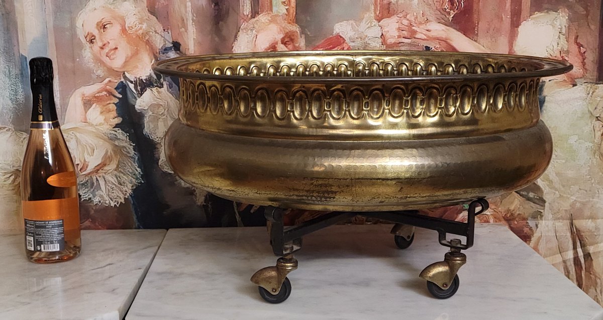 Very Large Planter In Gilded Brass-photo-5