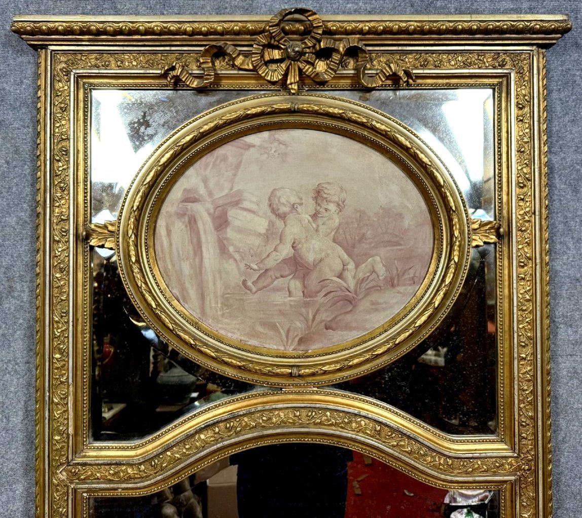 Very Large Mirror With Side Panels, Richly Carved And Gilded With Gold Leaf, In The Louis XVI Style-photo-1