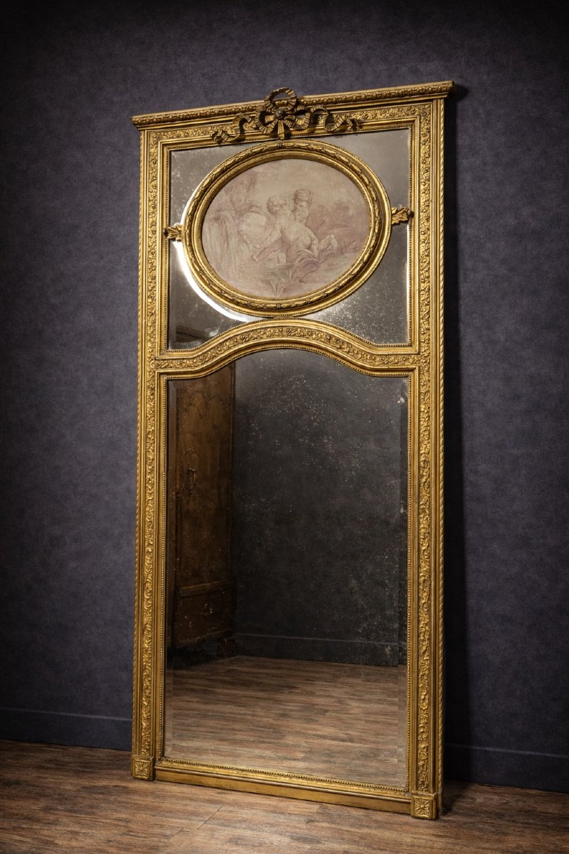 Very Large Mirror With Side Panels, Richly Carved And Gilded With Gold Leaf, In The Louis XVI Style-photo-2