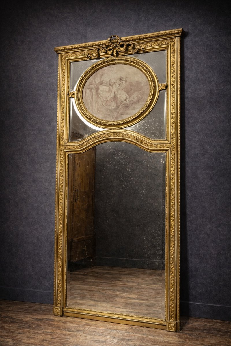 Very Large Mirror With Side Panels, Richly Carved And Gilded With Gold Leaf, In The Louis XVI Style-photo-3