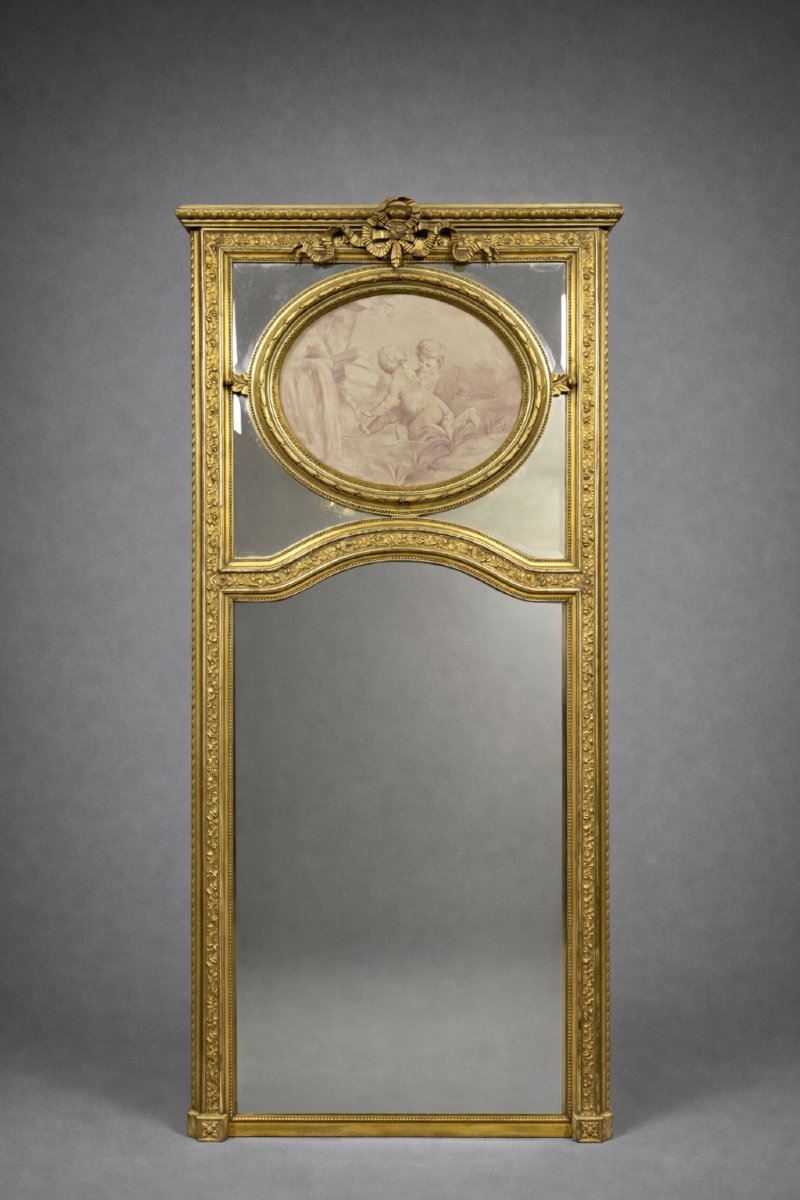 Very Large Mirror With Side Panels, Richly Carved And Gilded With Gold Leaf, In The Louis XVI Style-photo-4