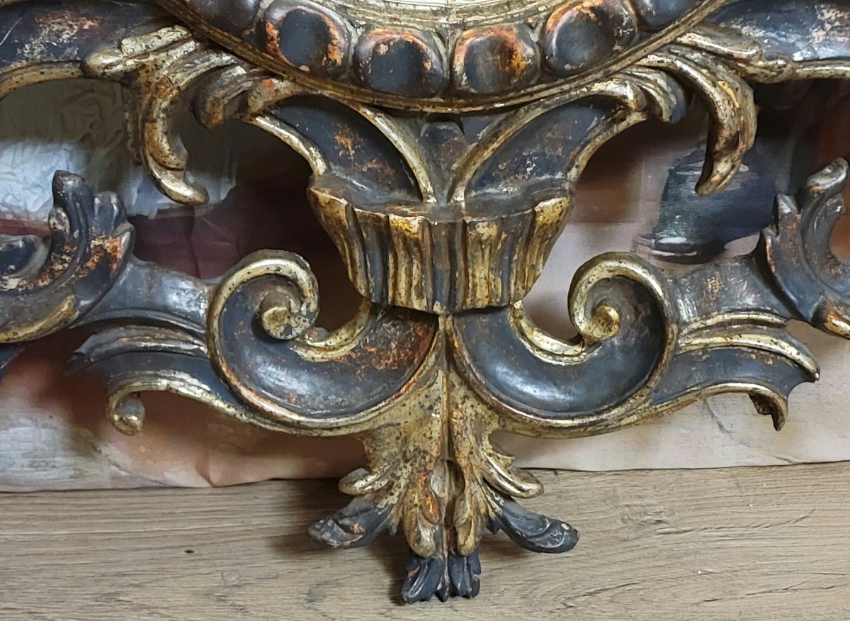Antique Louis XV Style Mirror, Richly Carved With A Decoration Of Scrolls, Shells And Foliage.-photo-6