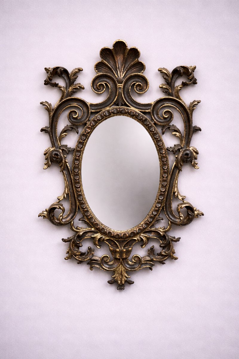 Antique Louis XV Style Mirror, Richly Carved With A Decoration Of Scrolls, Shells And Foliage.-photo-7