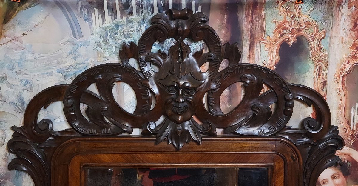 A Very Important Carved Wooden Mirror, Dating From The 19th Century, The Napoleon III Era-photo-4