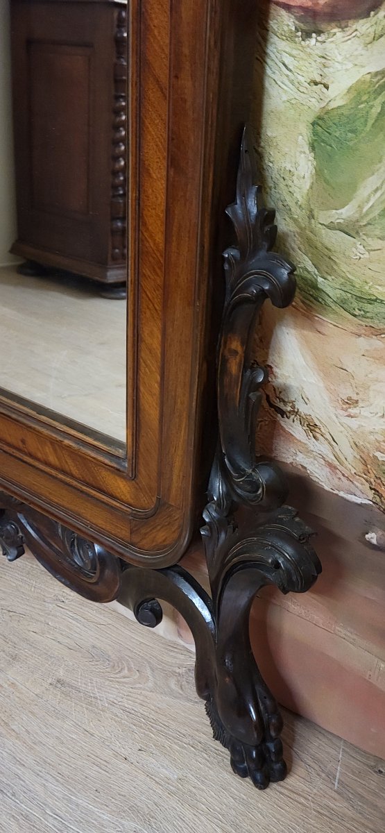 A Very Important Carved Wooden Mirror, Dating From The 19th Century, The Napoleon III Era-photo-6