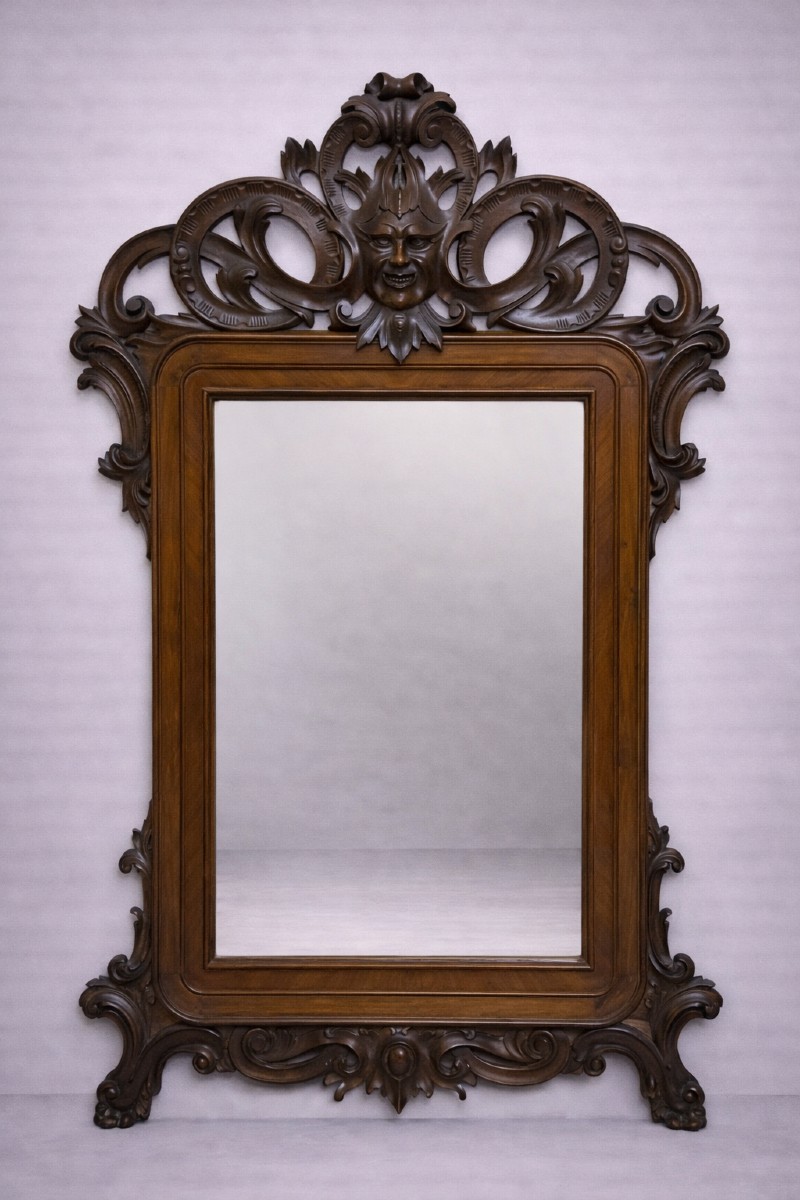 A Very Important Carved Wooden Mirror, Dating From The 19th Century, The Napoleon III Era