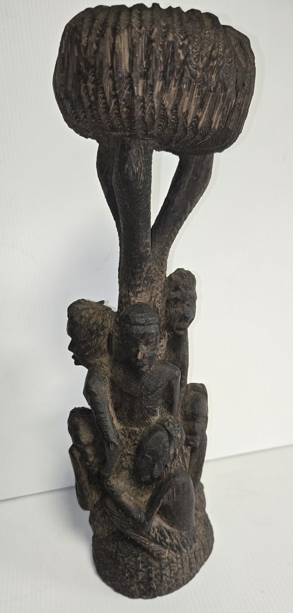 Central Africa, 19th Century: Sculpture In Solid Wood, Carved From A Single Block-photo-4