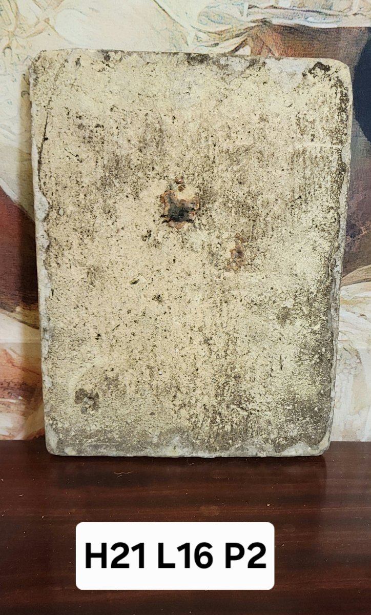 Rare Antique Glazed Ceramic Tile, Hand-painted Polychrome Decoration-photo-4