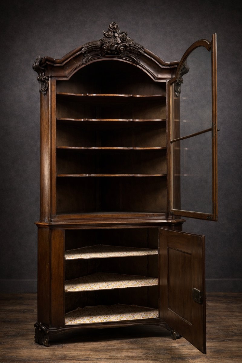 Corner Bookcase From The Napoleon III Period In Mahogany-photo-4