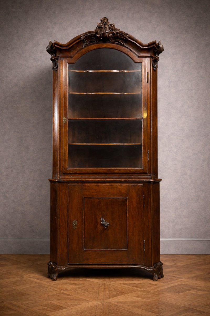 Corner Bookcase From The Napoleon III Period In Mahogany