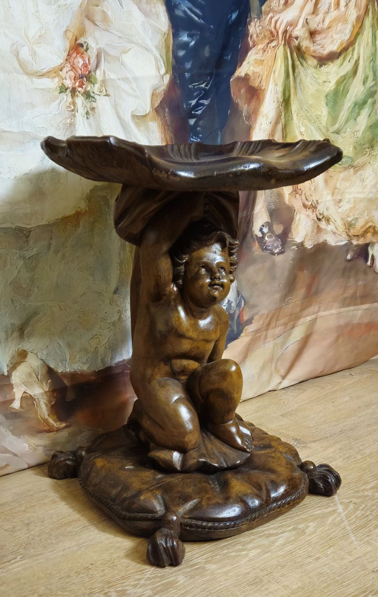 19th-century Venice: Musician's Stool With Putto And Shell-photo-3