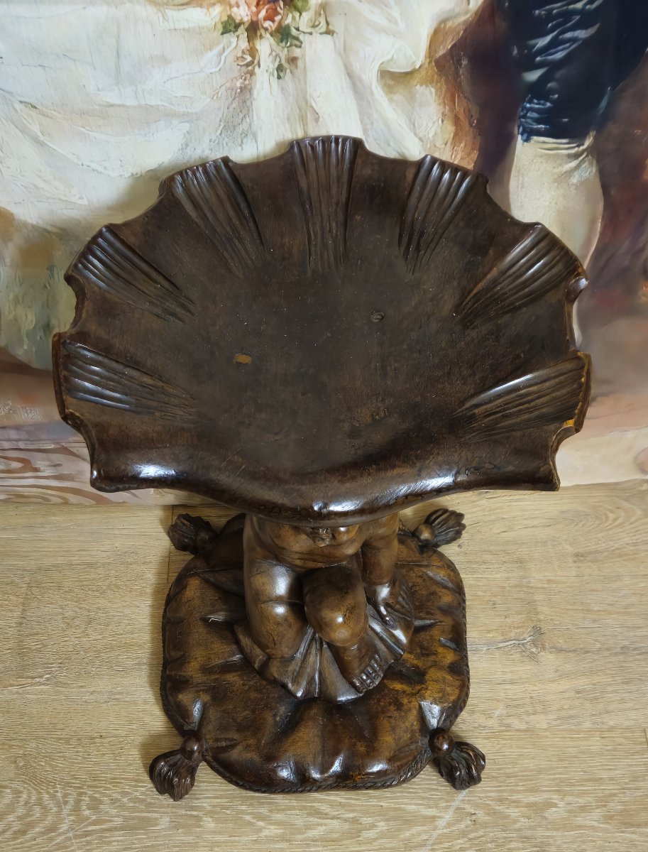 19th-century Venice: Musician's Stool With Putto And Shell-photo-4