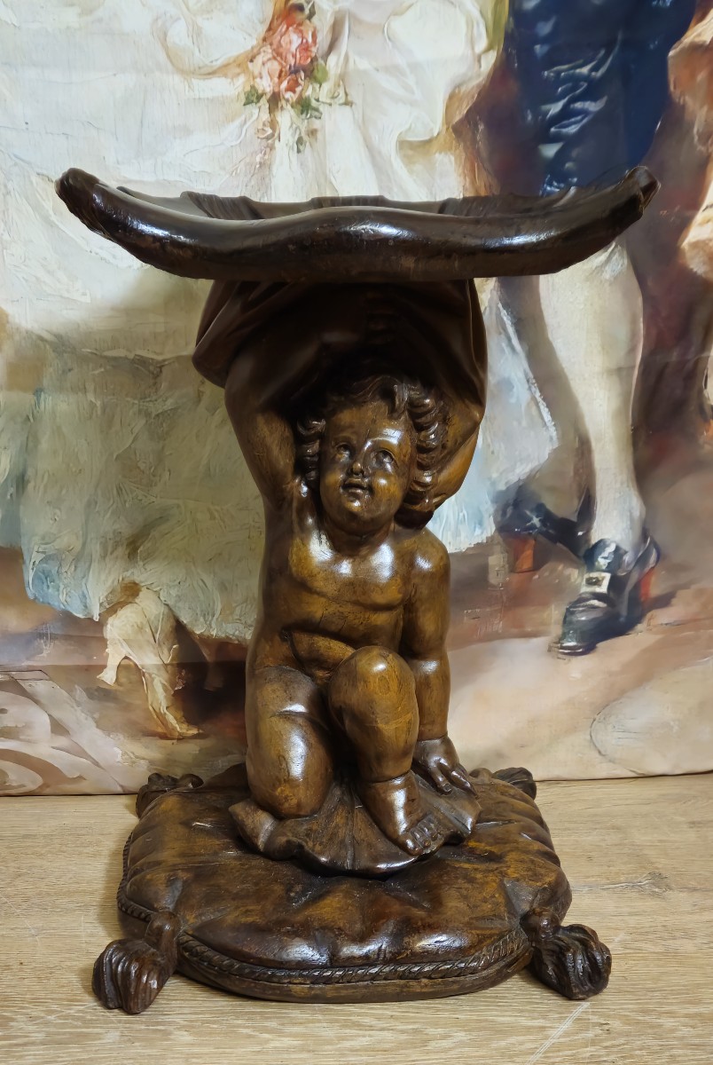 19th-century Venice: Musician's Stool With Putto And Shell