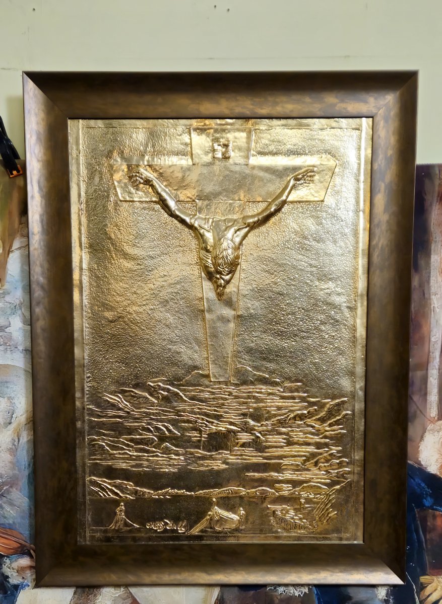 Grand panneau religieux en relief Salvador DALI (1904-1989) Crucifixion  -photo-3