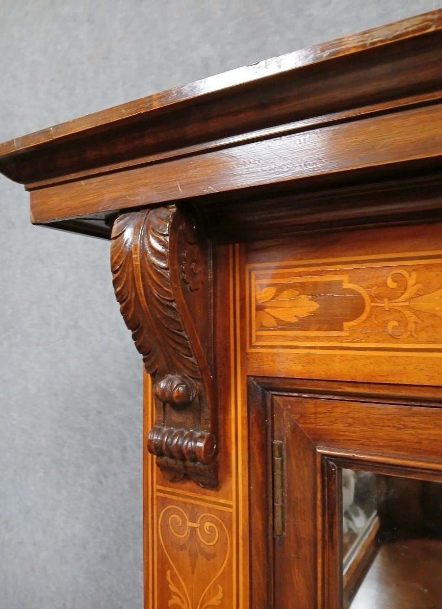 Antique Marquetry Bookcase Display Cabinet – Classic Style – Glass Doors  -photo-5