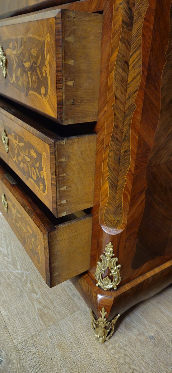 19th-century Secretary Desk / Marquetry Of Fine Woods – Louis XV Style  -photo-7