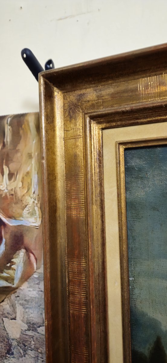 Antique 18th-century Painting – Pastoral Scene – Oil On Canvas – Gilded Frame -photo-5