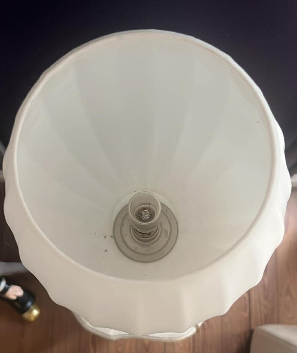 Antique Lamp In Opaline Glass And Metal – Art Deco Style-photo-3