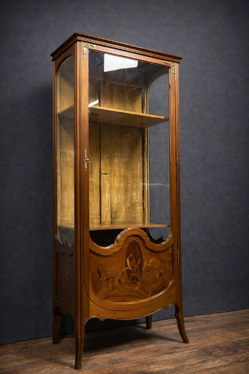 Vitrine en marqueterie – époque Art Nouveau / Bois précieux - Majorelle - Gallé-photo-3