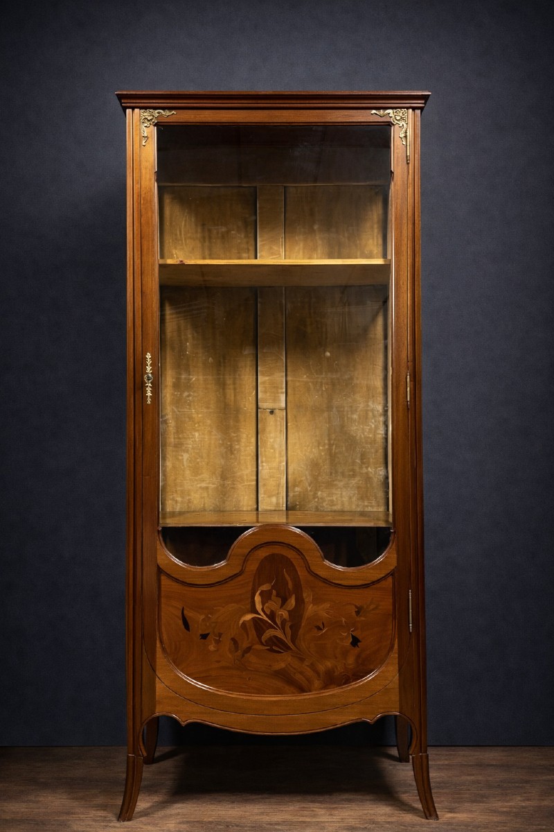 Vitrine en marqueterie – époque Art Nouveau / Bois précieux - Majorelle - Gallé