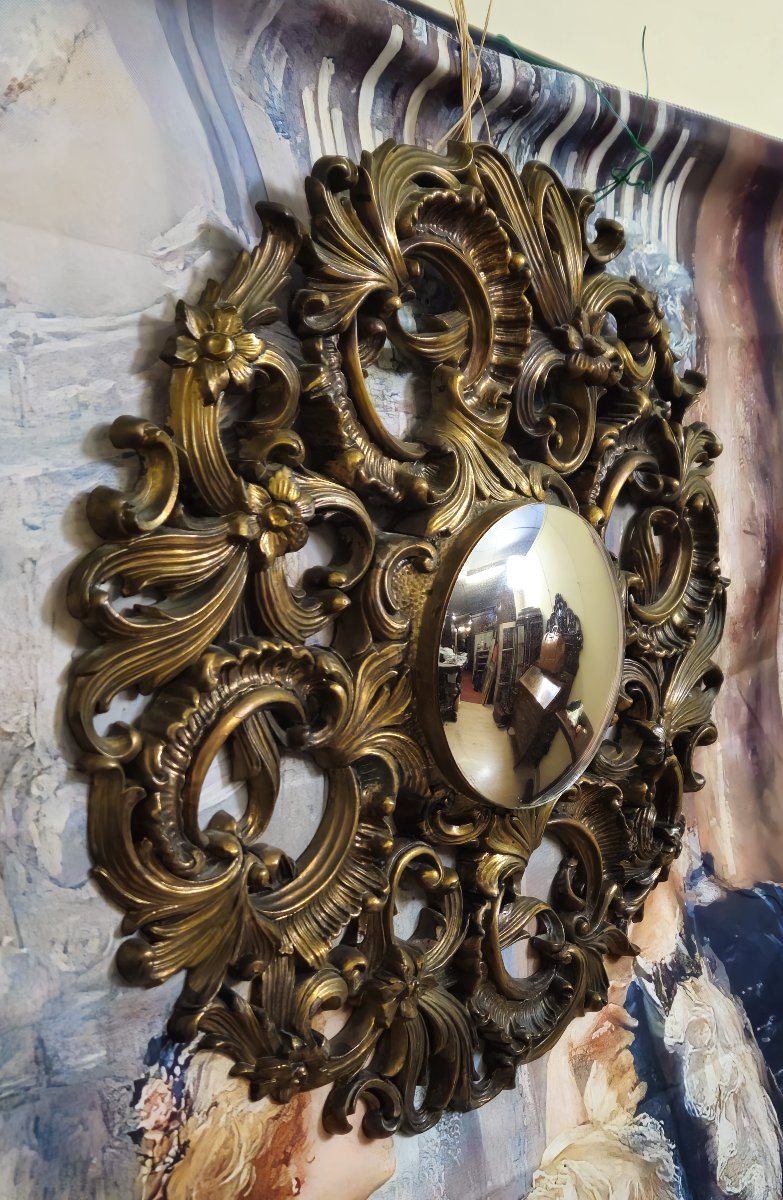 Antique Gilt Mirror In Baroque/rococo Style – Richly Carved Frame   -photo-3