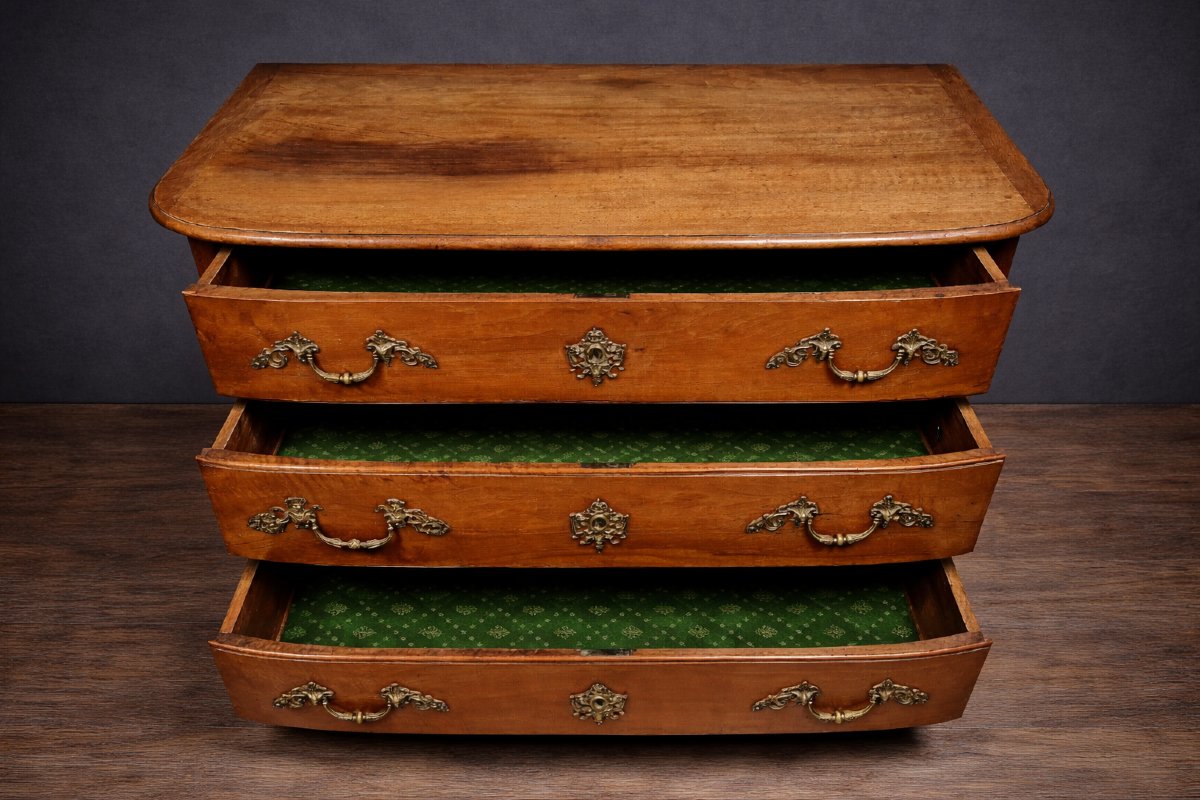 Antique Bombé Chest Of Drawers In Solid Wood – Louis XIV/louis XV Period – 18th Century  -photo-3