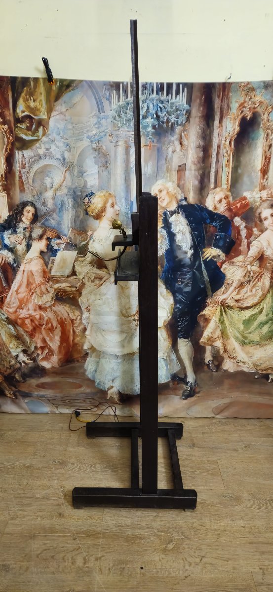 Antique Solid Wood Painter's Studio Easel – With Integrated Lamp – Napoleon III Era-photo-3