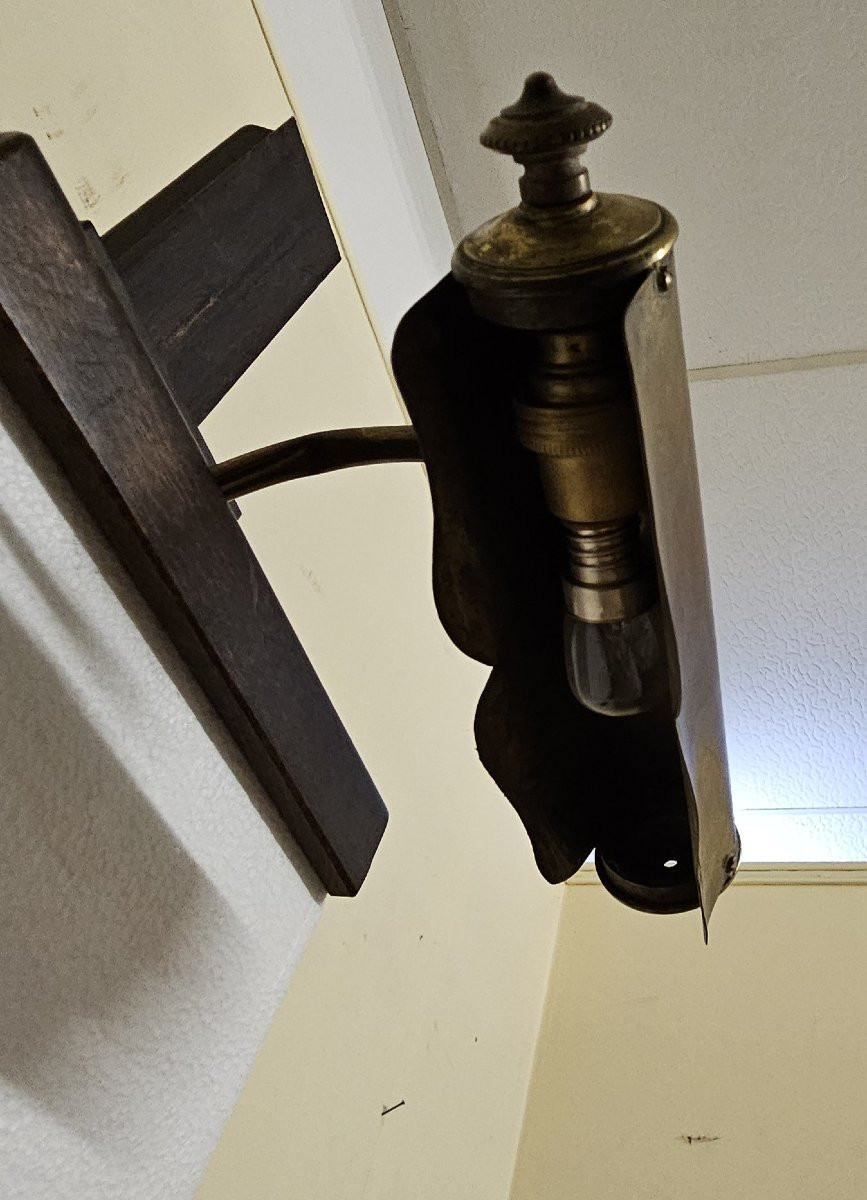 Antique Solid Wood Painter's Studio Easel – With Integrated Lamp – Napoleon III Era-photo-6