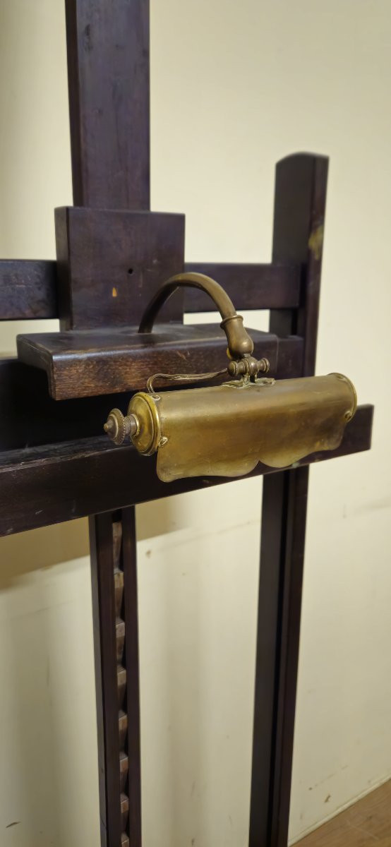 Antique Solid Wood Painter's Studio Easel – With Integrated Lamp – Napoleon III Era-photo-7