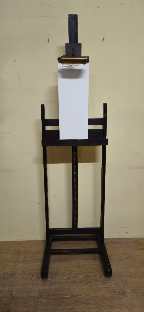 Antique Solid Wood Painter's Studio Easel – With Integrated Lamp – Napoleon III Era-photo-8