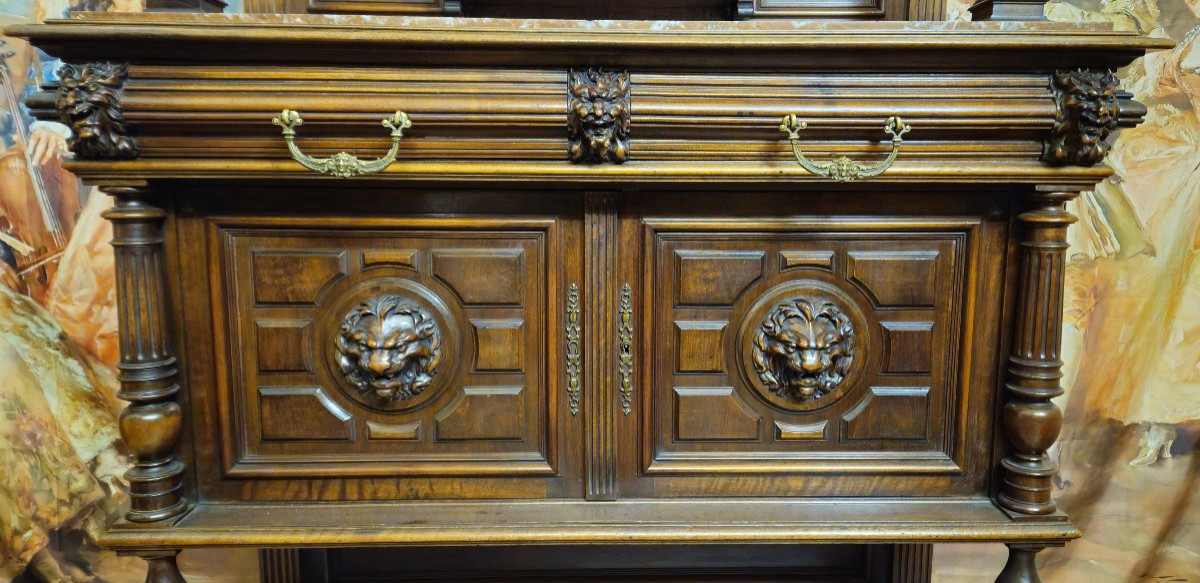 Buffet-desserte ancien en noyer massif – style Renaissance / XIXeme  -photo-4