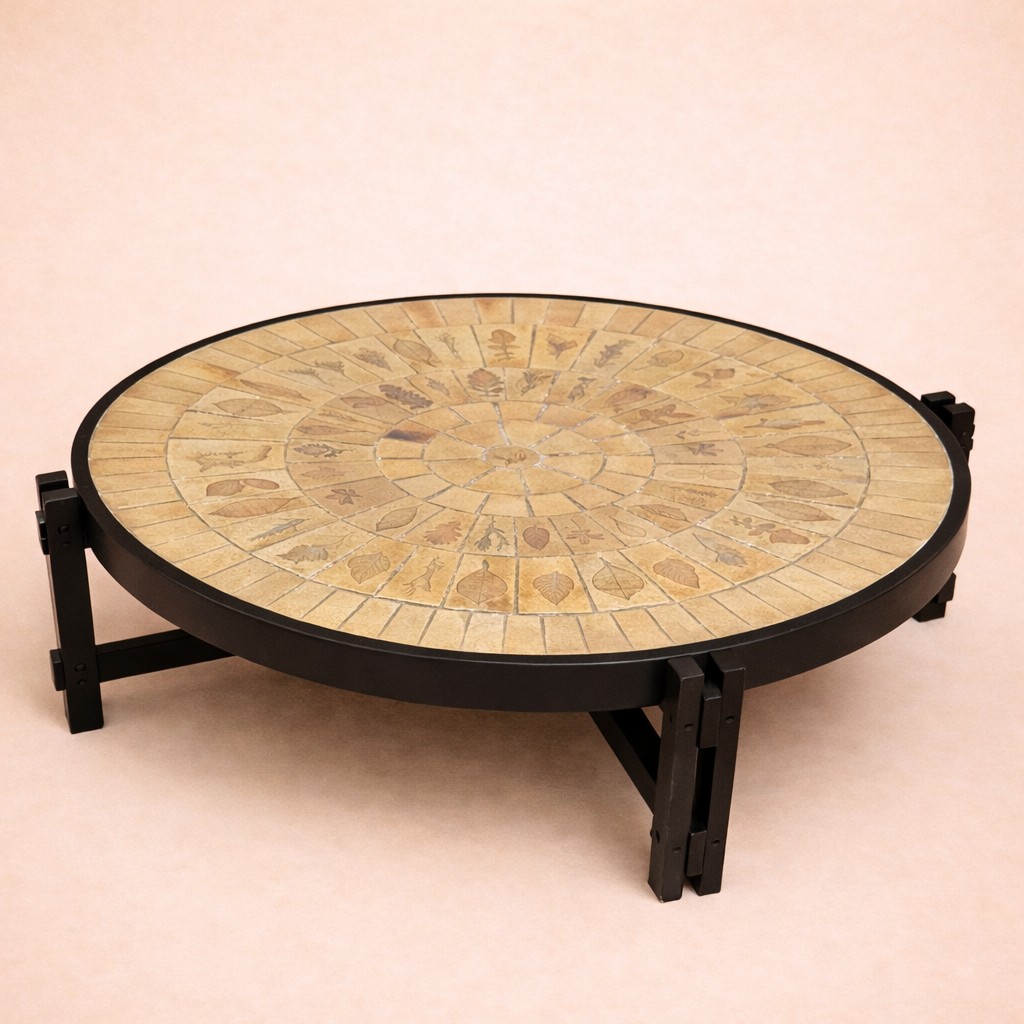 Roger Capron: Large "herbarium" Coffee Table, Signed