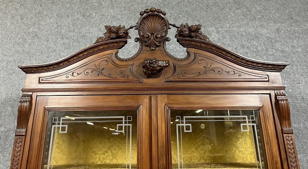 Bibliothèque Italienne style Renaissance en noyer vers 1850 -photo-2