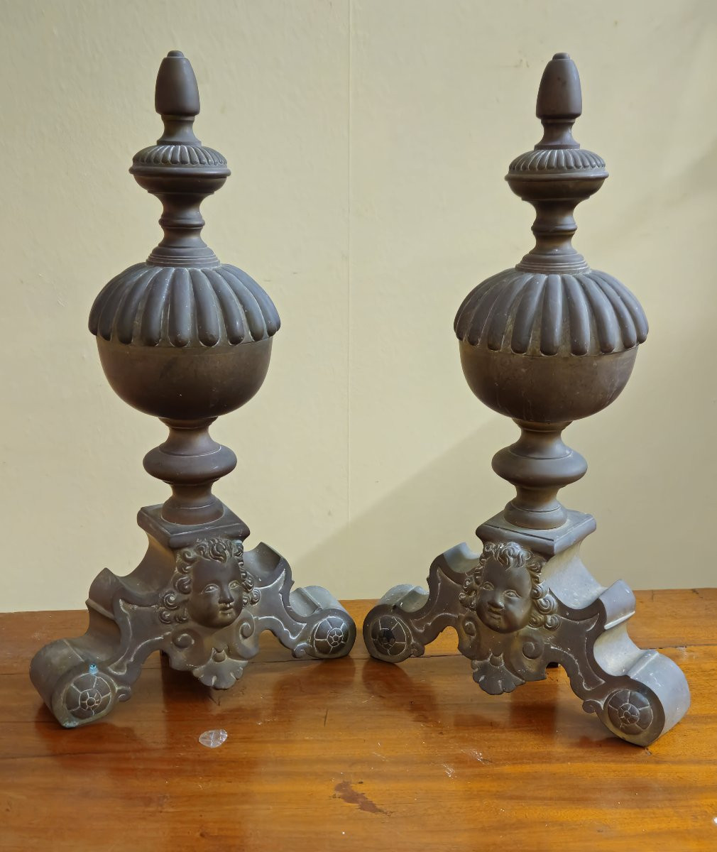 Pair Of Bronze Marmoset Andirons -photo-4