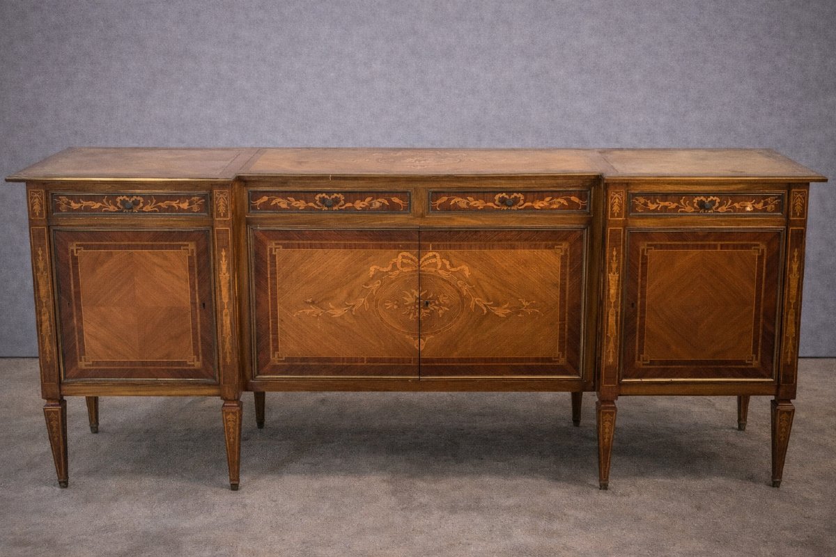 Enfilade Vénitienne marquetée – Style Louis XVI  -photo-1