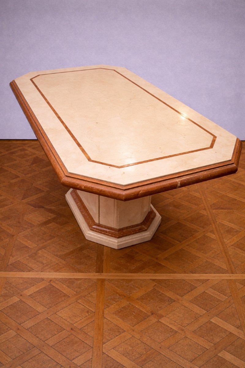 Grande table de salle à manger en marbre – Piètement central  -photo-4