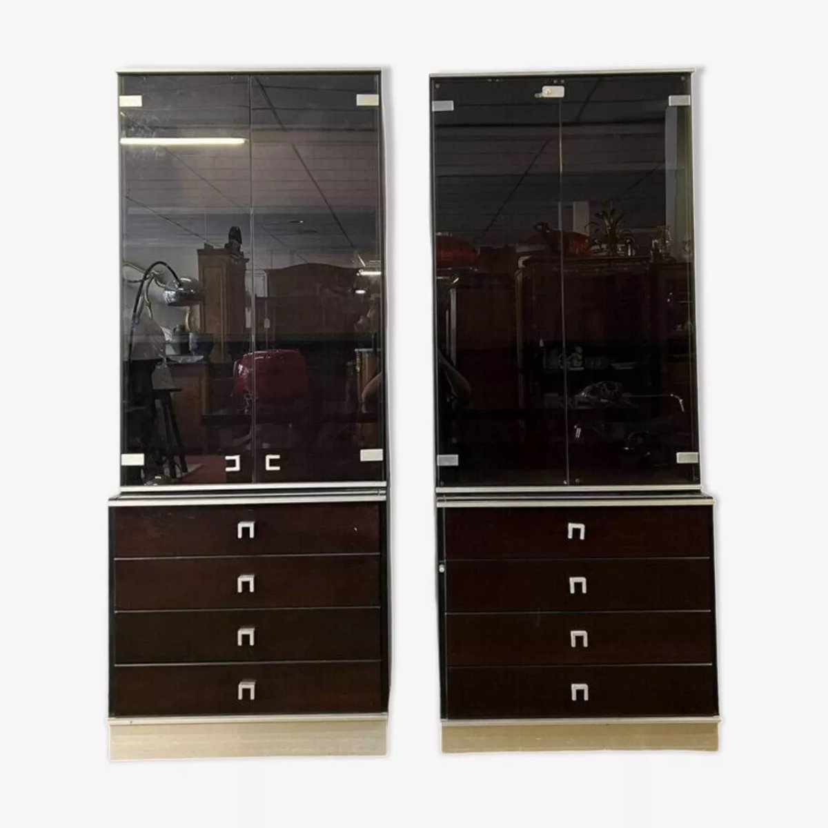 Paire de bibliothèques italiennes – Abbondinterni, Milan, vers 1970  -photo-1