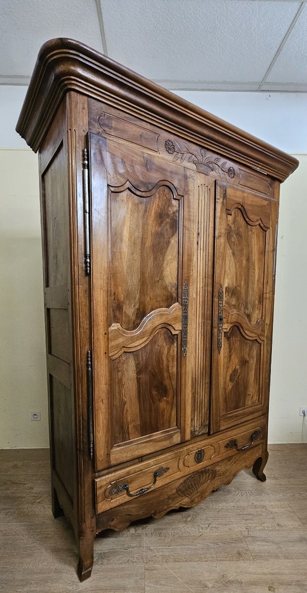 "de Sennecey" Wardrobe – Louis XV/18th Century Period – Solid Walnut M-photo-6