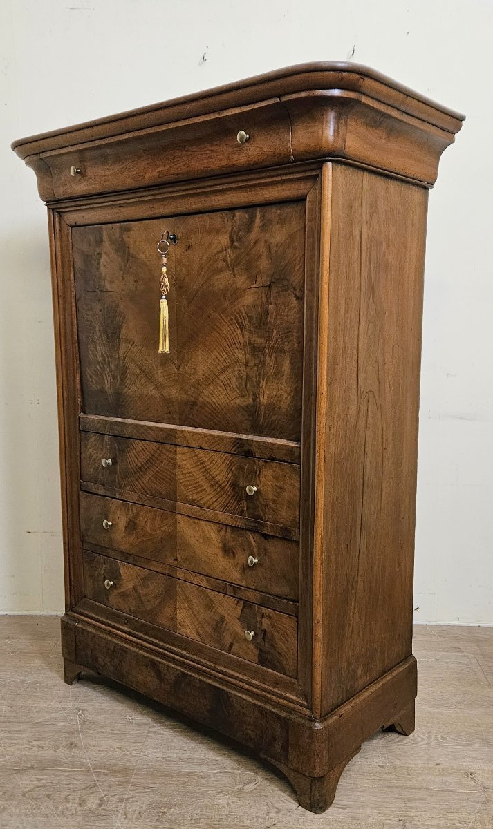 Louis Philippe Era Secretary Desk – With A Cyma Recta Molding – In Walnut – 19th Century -photo-5