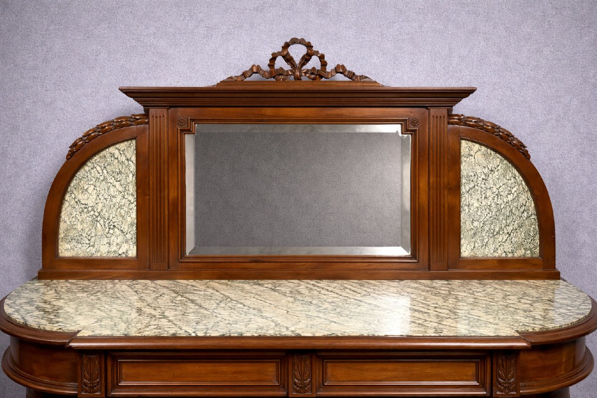 Antique Louis XVI Sideboard / In Solid Walnut And Richly Veined Burr Wood-photo-1