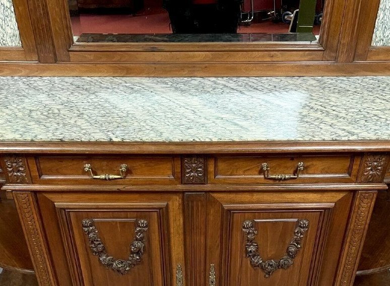 Antique Louis XVI Sideboard / In Solid Walnut And Richly Veined Burr Wood-photo-2