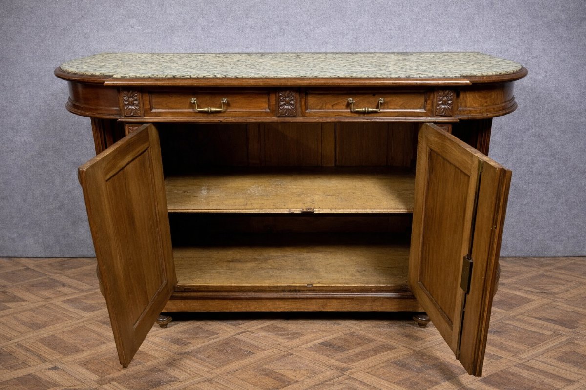 Antique Louis XVI Sideboard / In Solid Walnut And Richly Veined Burr Wood-photo-6