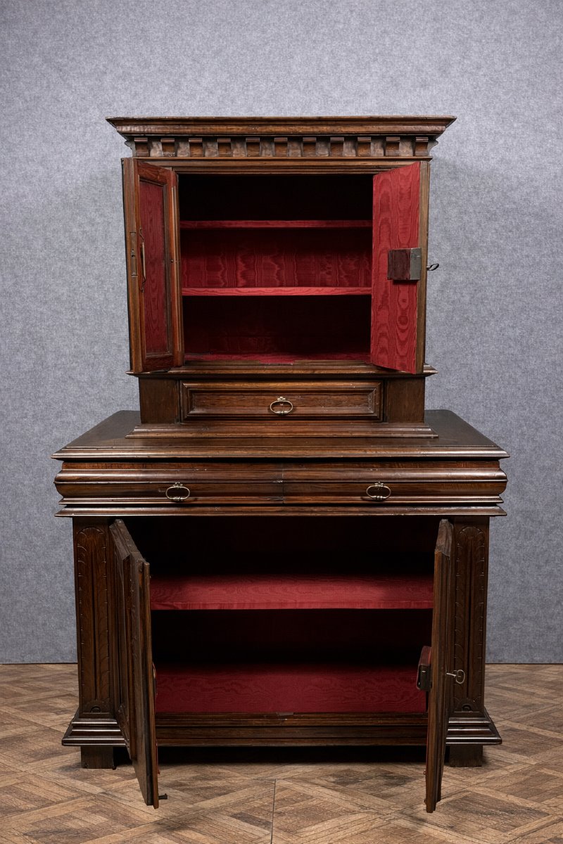 Antique Solid Oak Sideboard/cabinet – Renaissance Style – 17th Century  -photo-3