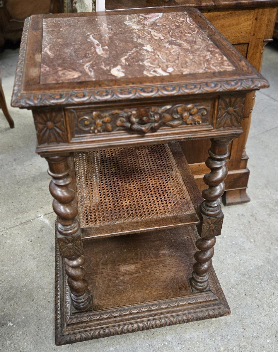 console étagére ancienne, de style Renaissance, en bois massif richement sculpté-photo-2