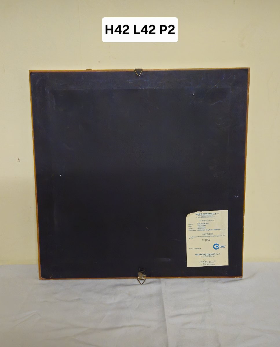 Work By Salvador Dalí – “atletica” – Framed Silkscreened Plate With Certificate  -photo-6